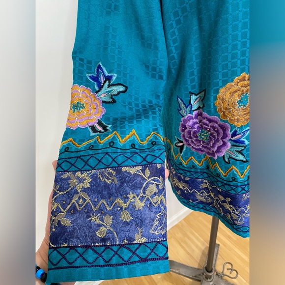 VINTAGE Indigo Moon Turquoise Embroidered Beaded Jacket Size Small - Picture 3 of 6